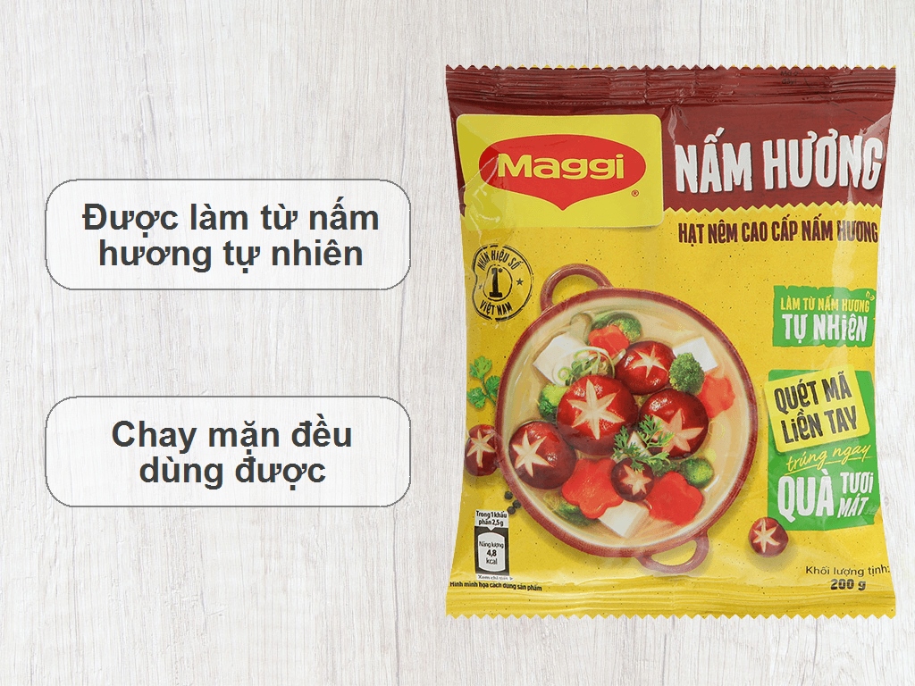 Hạt nêm Chay Nấm Hương Maggi 200g Thùng 36 bịch